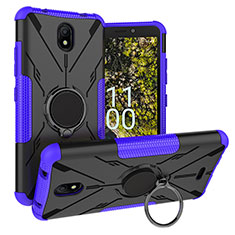 Custodia Silicone e Plastica Opaca Cover con Magnetico Anello Supporto JX1 per Nokia C100 Viola