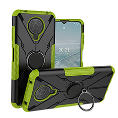 Custodia Silicone e Plastica Opaca Cover con Magnetico Anello Supporto JX1 per Nokia G20 Verde