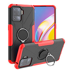 Custodia Silicone e Plastica Opaca Cover con Magnetico Anello Supporto JX1 per Oppo F19 Pro Rosso