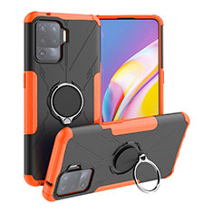 Custodia Silicone e Plastica Opaca Cover con Magnetico Anello Supporto JX1 per Oppo Reno5 Lite Arancione