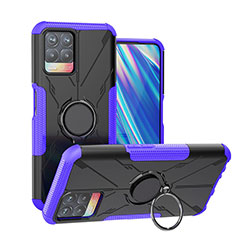 Custodia Silicone e Plastica Opaca Cover con Magnetico Anello Supporto JX1 per Realme 8i Viola