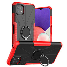 Custodia Silicone e Plastica Opaca Cover con Magnetico Anello Supporto JX1 per Samsung Galaxy A22 5G Rosso