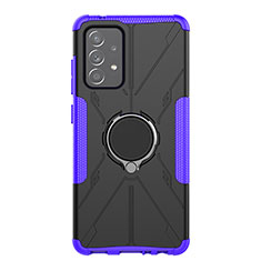 Custodia Silicone e Plastica Opaca Cover con Magnetico Anello Supporto JX1 per Samsung Galaxy A52 4G Viola