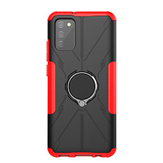 Custodia Silicone e Plastica Opaca Cover con Magnetico Anello Supporto JX1 per Samsung Galaxy M02s Rosso