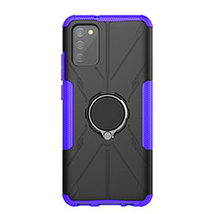 Custodia Silicone e Plastica Opaca Cover con Magnetico Anello Supporto JX1 per Samsung Galaxy M02s Viola