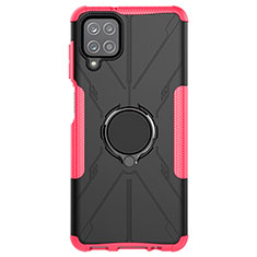 Custodia Silicone e Plastica Opaca Cover con Magnetico Anello Supporto JX1 per Samsung Galaxy M12 Rosa Caldo