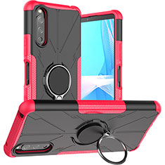 Custodia Silicone e Plastica Opaca Cover con Magnetico Anello Supporto JX1 per Sony Xperia 10 III SOG04 Rosa Caldo