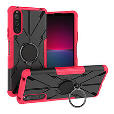 Custodia Silicone e Plastica Opaca Cover con Magnetico Anello Supporto JX1 per Sony Xperia 10 IV Rosa Caldo