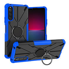 Custodia Silicone e Plastica Opaca Cover con Magnetico Anello Supporto JX1 per Sony Xperia 10 IV SO-52C Blu