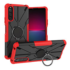 Custodia Silicone e Plastica Opaca Cover con Magnetico Anello Supporto JX1 per Sony Xperia 10 IV SO-52C Rosso