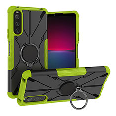 Custodia Silicone e Plastica Opaca Cover con Magnetico Anello Supporto JX1 per Sony Xperia 10 IV SOG07 Verde