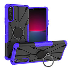 Custodia Silicone e Plastica Opaca Cover con Magnetico Anello Supporto JX1 per Sony Xperia 10 V Viola