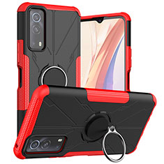 Custodia Silicone e Plastica Opaca Cover con Magnetico Anello Supporto JX1 per Vivo Y75s 5G Rosso