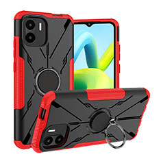 Custodia Silicone e Plastica Opaca Cover con Magnetico Anello Supporto JX1 per Xiaomi Poco C50 Rosso