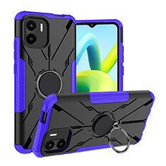Custodia Silicone e Plastica Opaca Cover con Magnetico Anello Supporto JX1 per Xiaomi Poco C50 Viola