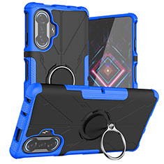 Custodia Silicone e Plastica Opaca Cover con Magnetico Anello Supporto JX1 per Xiaomi Poco F3 GT 5G Blu