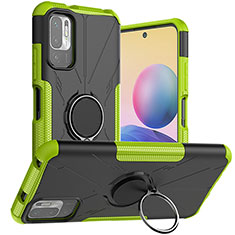 Custodia Silicone e Plastica Opaca Cover con Magnetico Anello Supporto JX1 per Xiaomi POCO M3 Pro 5G Verde