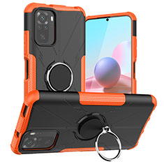 Custodia Silicone e Plastica Opaca Cover con Magnetico Anello Supporto JX1 per Xiaomi Poco M5S Arancione