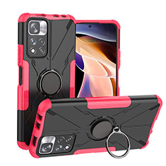 Custodia Silicone e Plastica Opaca Cover con Magnetico Anello Supporto JX1 per Xiaomi Poco X4 NFC Rosa Caldo