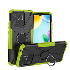 Custodia Silicone e Plastica Opaca Cover con Magnetico Anello Supporto JX1 per Xiaomi Redmi 10 Power Verde