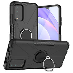 Custodia Silicone e Plastica Opaca Cover con Magnetico Anello Supporto JX1 per Xiaomi Redmi 9T 4G Nero