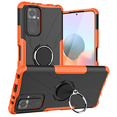 Custodia Silicone e Plastica Opaca Cover con Magnetico Anello Supporto JX1 per Xiaomi Redmi Note 10 Pro 4G Arancione