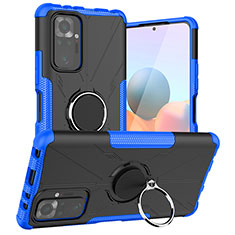 Custodia Silicone e Plastica Opaca Cover con Magnetico Anello Supporto JX1 per Xiaomi Redmi Note 10 Pro Max Blu