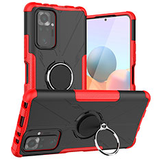 Custodia Silicone e Plastica Opaca Cover con Magnetico Anello Supporto JX1 per Xiaomi Redmi Note 10 Pro Max Rosso