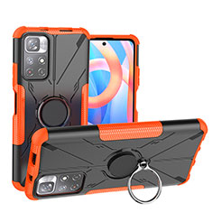 Custodia Silicone e Plastica Opaca Cover con Magnetico Anello Supporto JX1 per Xiaomi Redmi Note 11 5G Arancione