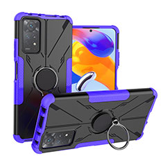 Custodia Silicone e Plastica Opaca Cover con Magnetico Anello Supporto JX1 per Xiaomi Redmi Note 11 Pro 4G Viola