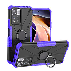 Custodia Silicone e Plastica Opaca Cover con Magnetico Anello Supporto JX1 per Xiaomi Redmi Note 11 Pro+ Plus 5G Viola