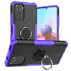 Custodia Silicone e Plastica Opaca Cover con Magnetico Anello Supporto JX1 per Xiaomi Redmi Note 11 SE India 4G Viola