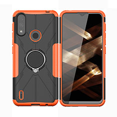 Custodia Silicone e Plastica Opaca Cover con Magnetico Anello Supporto JX2 per Motorola Moto E7 Power Arancione