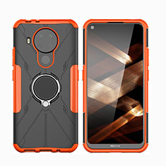 Custodia Silicone e Plastica Opaca Cover con Magnetico Anello Supporto JX2 per Nokia 5.4 Arancione