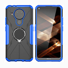 Custodia Silicone e Plastica Opaca Cover con Magnetico Anello Supporto JX2 per Nokia 5.4 Blu