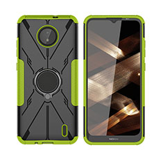 Custodia Silicone e Plastica Opaca Cover con Magnetico Anello Supporto JX2 per Nokia C10 Verde