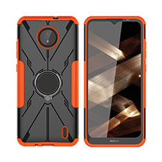 Custodia Silicone e Plastica Opaca Cover con Magnetico Anello Supporto JX2 per Nokia C20 Arancione