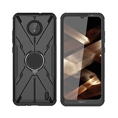 Custodia Silicone e Plastica Opaca Cover con Magnetico Anello Supporto JX2 per Nokia C20 Nero