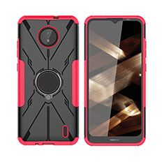 Custodia Silicone e Plastica Opaca Cover con Magnetico Anello Supporto JX2 per Nokia C20 Rosa Caldo