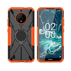 Custodia Silicone e Plastica Opaca Cover con Magnetico Anello Supporto JX2 per Nokia C200 Arancione