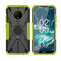 Custodia Silicone e Plastica Opaca Cover con Magnetico Anello Supporto JX2 per Nokia C200 Verde