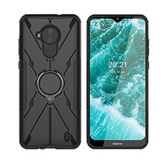 Custodia Silicone e Plastica Opaca Cover con Magnetico Anello Supporto JX2 per Nokia C30 Nero