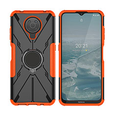 Custodia Silicone e Plastica Opaca Cover con Magnetico Anello Supporto JX2 per Nokia G20 Arancione