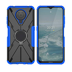 Custodia Silicone e Plastica Opaca Cover con Magnetico Anello Supporto JX2 per Nokia G30 Blu