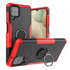 Custodia Silicone e Plastica Opaca Cover con Magnetico Anello Supporto JX2 per Samsung Galaxy A12 5G Rosso