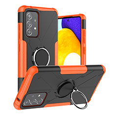 Custodia Silicone e Plastica Opaca Cover con Magnetico Anello Supporto JX2 per Samsung Galaxy A52 4G Arancione
