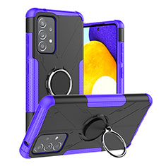 Custodia Silicone e Plastica Opaca Cover con Magnetico Anello Supporto JX2 per Samsung Galaxy A52 4G Viola