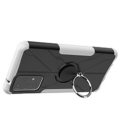 Custodia Silicone e Plastica Opaca Cover con Magnetico Anello Supporto JX2 per Samsung Galaxy A72 4G Bianco