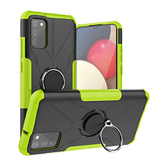 Custodia Silicone e Plastica Opaca Cover con Magnetico Anello Supporto JX2 per Samsung Galaxy F02S SM-E025F Verde