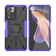 Custodia Silicone e Plastica Opaca Cover con Magnetico Anello Supporto JX2 per Xiaomi Poco X4 NFC Viola